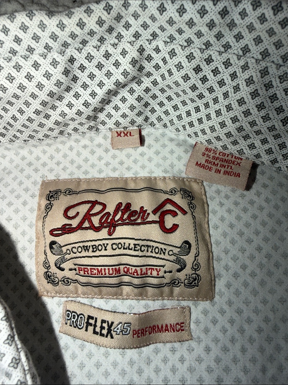 Men's Rafters C Cowboy White Printed Shirt Cowboy Collection-pearl snap button